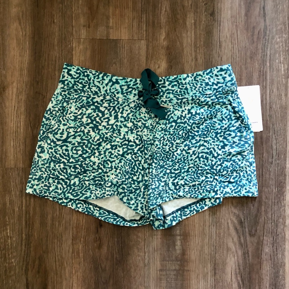 Athleta Teal and White Printed Athletic Shorts